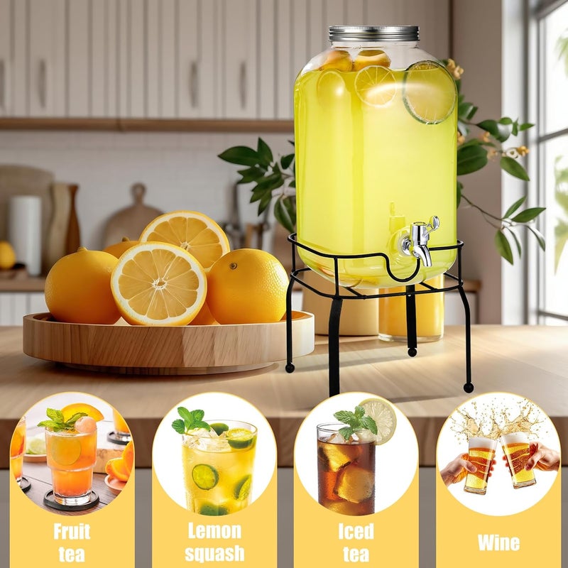 FillTouch 2 Gallon Plastic Beverage Dispensers with Stand Large Clear Drink Containers for Parties with Spigot and Lid for Weddings Countertop Party Bar Picnics Water Tea - Image 5